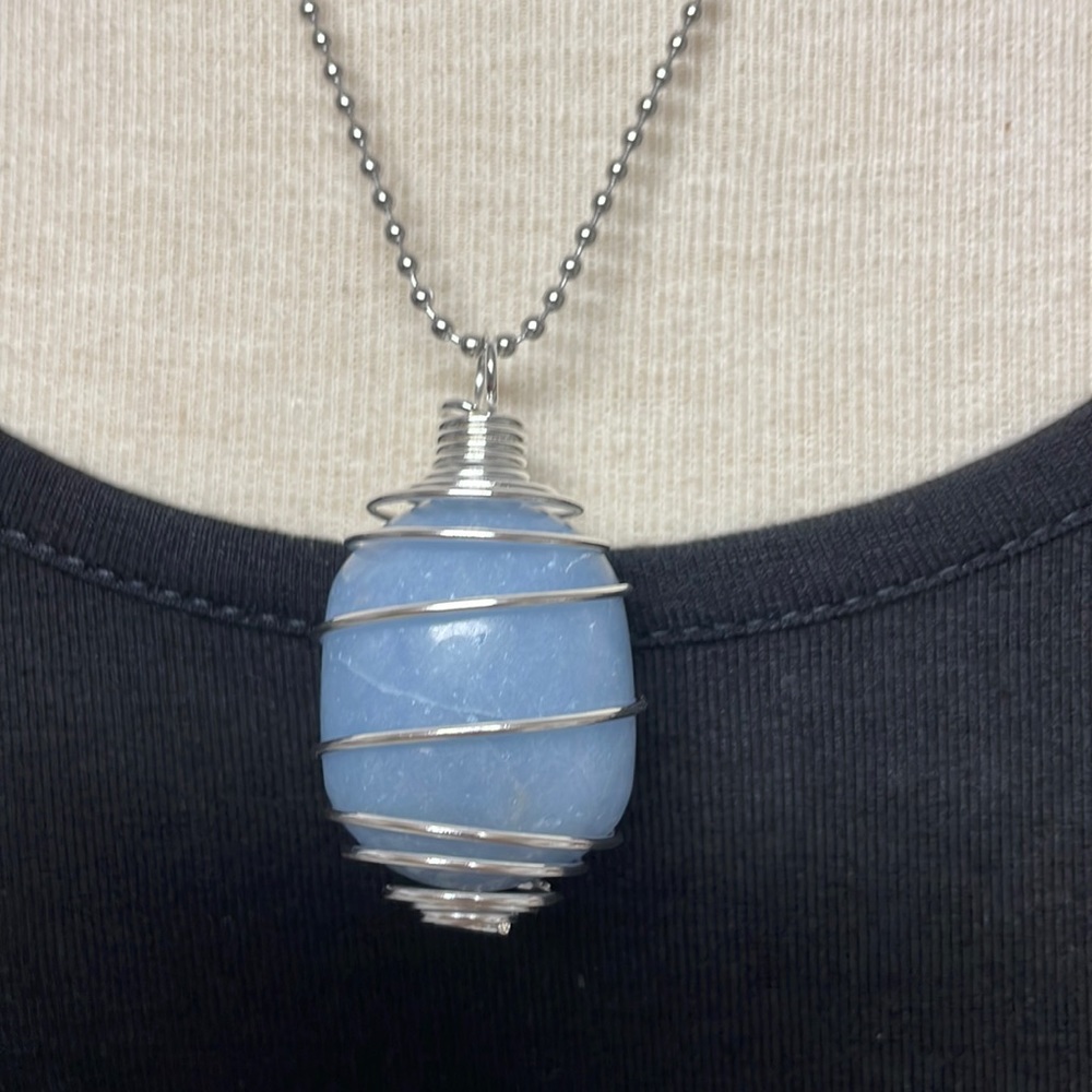 Tumbled Angelite Cage Charm Necklace (4)